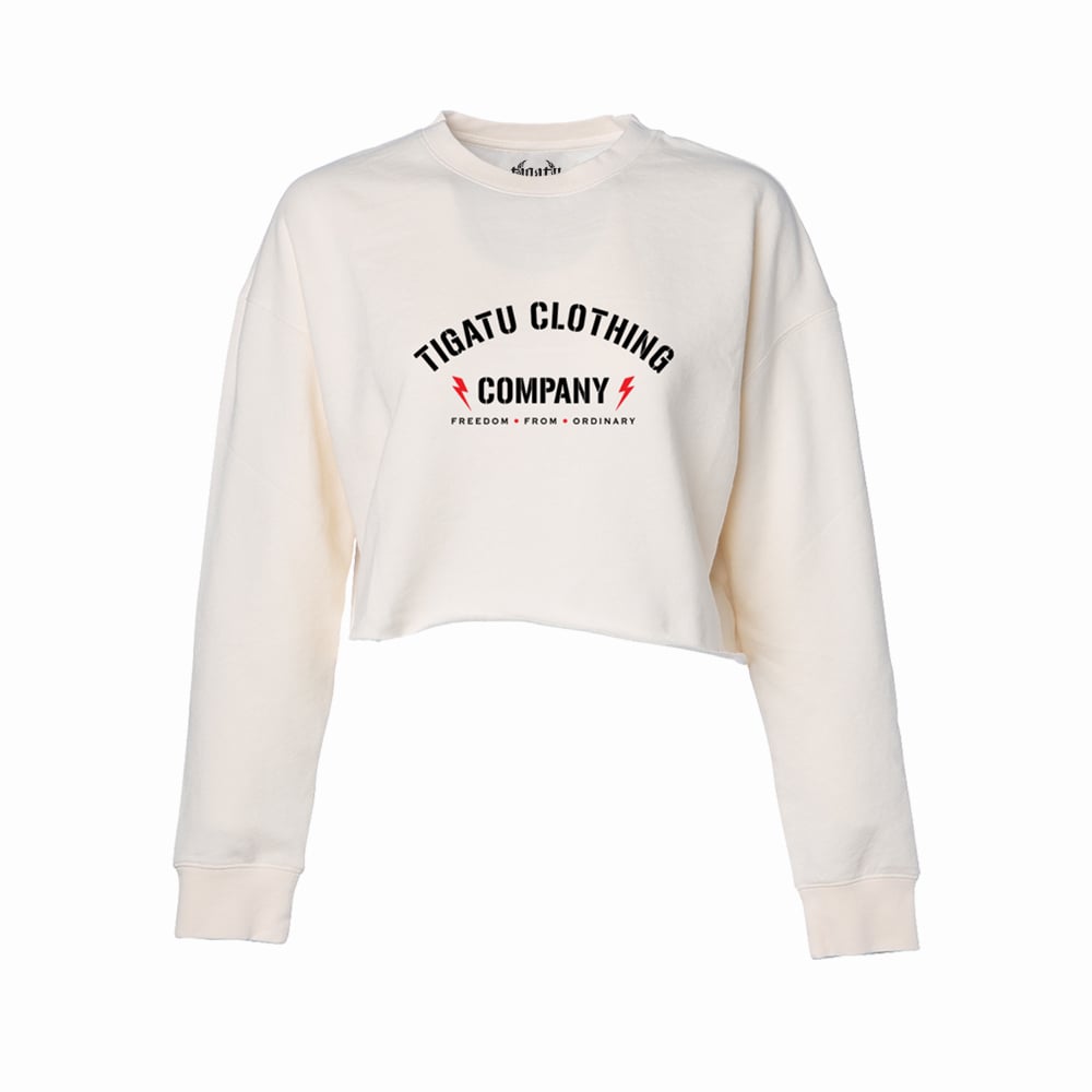 Bolted Women s Crop Crewneck Sweatshirt Bone